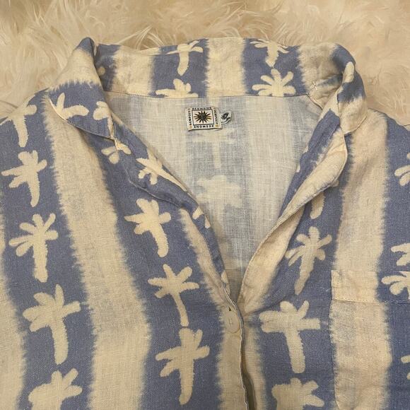 Desmond & Dempsey M Linen Shirt | Blue Palm Tree Print, 100% Linen, Portugal - Picture 9 of 9